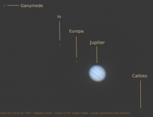 Jupiter and satellites - 2014-01-19 20:41 GMT